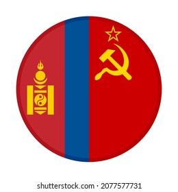 Rundsymbol mit mongolischen und sowjetischen Gewerkschaftsflaggen einzeln auf weißem Hintergrund
