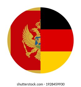 icono circular con banderas de montenegro y alemania aisladas en fondo blanco

