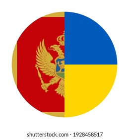 round icon with montenegro and ukraine flags. vector illustration isolated on white background