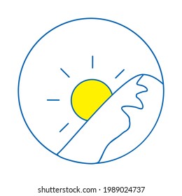 Round icon of morning image (line drawing, blue)