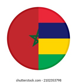 round icon with morocco and mauritius flags. vector illustration isolated on white background
