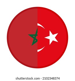 round icon with morocco and turkey flags. vector illustration isolated on white background
