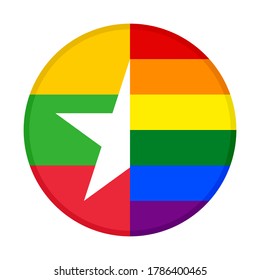 round icon with myanmar and rainbow flag