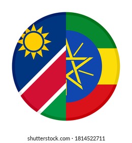 icono circular con banderas de namibia y etiopía, aisladas en fondo blanco