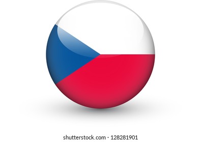 Round icon with national flag of the Czech Republic isolated on white background