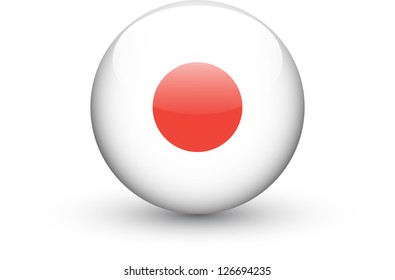 Round icon with national flag of Japan isolated on white background