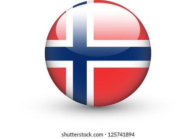 Round icon with national flag of Norway isolated on white background