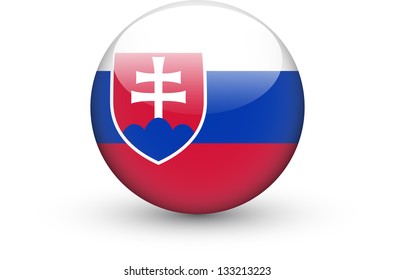 Round icon with national flag of Slovakia isolated on white background