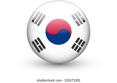 Round icon with national flag of South Korea isolated on white background