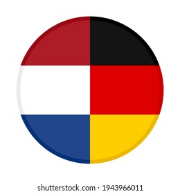 round icon with netherlands and germany flags isolated on white background