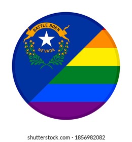 round icon with nevada and rainbow flags, isolated on white background