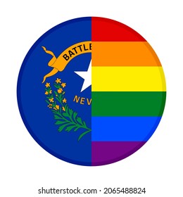 round icon with nevada and rainbow flags. vector illustration isolated on white background	