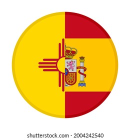 round icon with new mexico and spain flags, isolated on white background
