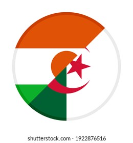 icono circular con banderas de niger y argelia aisladas en fondo blanco
