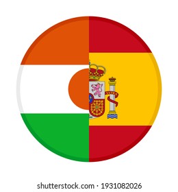 round icon with niger and spain flags isolated on white background
