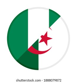 round icon with nigeria and algeria flags isolated on white background
