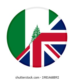 round icon with norfolk island and united kingdom flags isolated on white background
