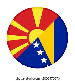round icon with north macedonia and bosnia flags isolated on white background

