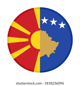 round icon with north macedonia and kosovo flags, isolated on white background