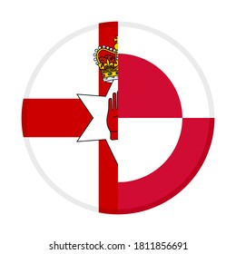 round icon with northern ireland and greenland flags, isolated on white background