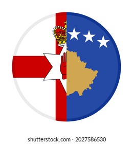 round icon with northern ireland and kosovo flags, isolated on white background
