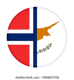 round icon with norway and cyprus flags isolated on white background

