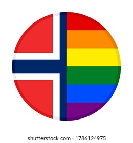 round icon with norway and rainbow flag