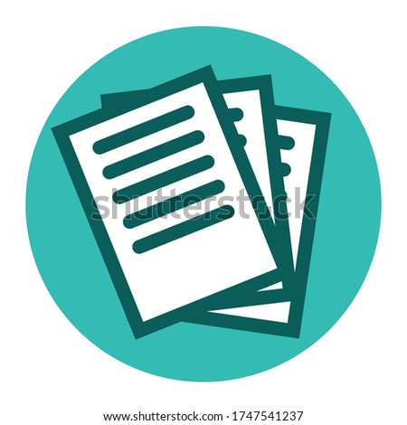 Round icon with office papers. Business documentation. Vector simple illustration.
