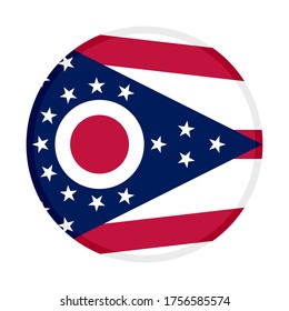 round icon with ohio flag isolated on white background