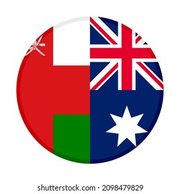 round icon with oman and australia flags. vector illustration isolated on white background