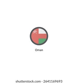 Round icon of Oman flag. Simple vector illustration.