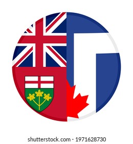 round icon with ontario and toronto flags, isolated on white background
