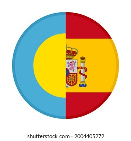 round icon with palau and spain flags, isolated on white background
