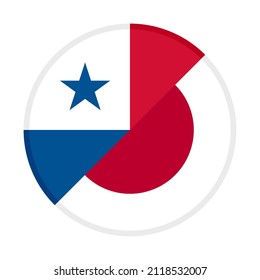 round icon with panama and japan flags. vector illustration isolated on white background