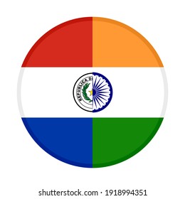 icono circular con banderas paraguay e india, aislado en fondo blanco
