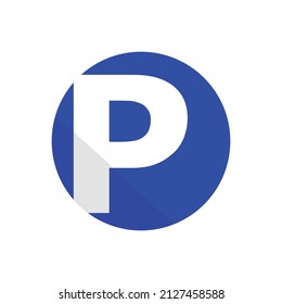 A round icon of a parking lot. Vector.