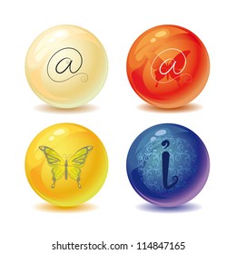 round icon with patterns and butterflies