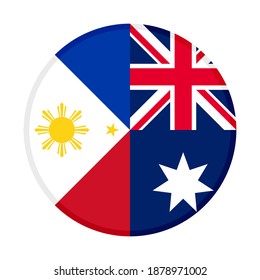 round icon with philippines and australia flags isolated on white background