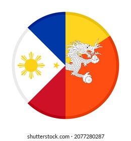 round icon with philippines and bhutan flags. vector illustration isolated on white background
