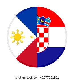 round icon with philippines and croatia flags. vector illustration isolated on white background
