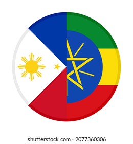 round icon with philippines and ethiopia flags. vector illustration isolated on white background
