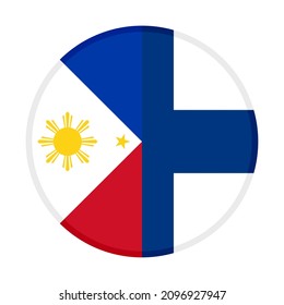 round icon with philippines and finland flags. vector illustration isolated on white background
