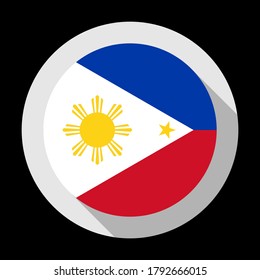 round icon with philippines flag, isolated on black background
