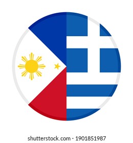 round icon with philippines and greece flags isolated on white background
