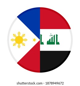 round icon with philippines and iraq flags isolated on white background