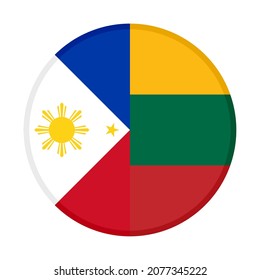 round icon with philippines and lithuania flags. vector illustration isolated on white background
