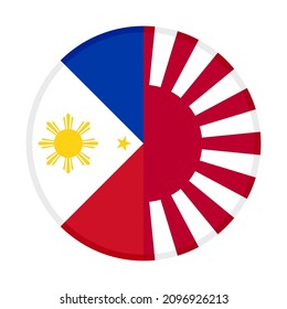 round icon with philippines and rising sun flags. vector illustration isolated on white background
