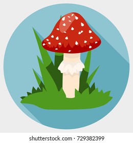 Round icon, poisonous fly agaric
