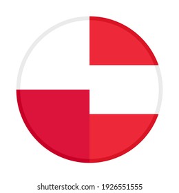round icon with poland and austria flags isolated on white background
