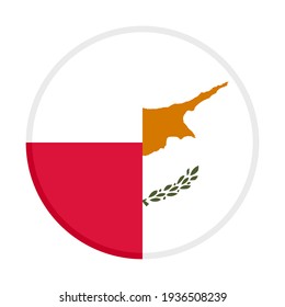 icono redondo con banderas de pólvora y de chipre, aislado en fondo blanco

